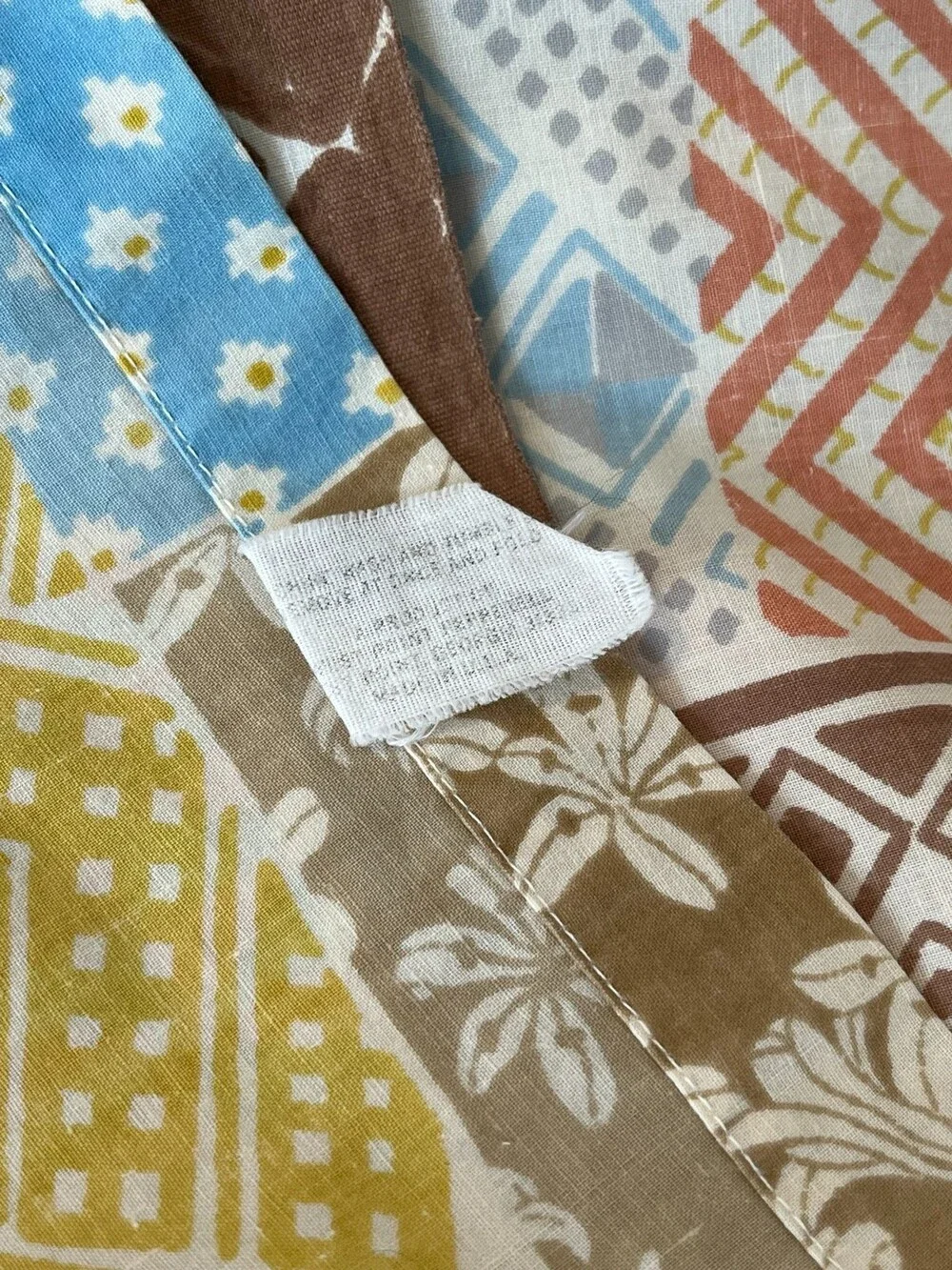 VTG Martex King Flat Sheet Bakuba Geometric Patchwork Stranger Things